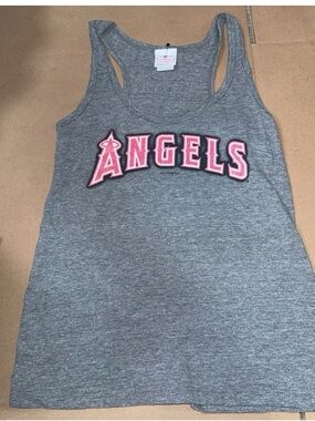 Angels Grey Racerback Tank Top with Pink Logo